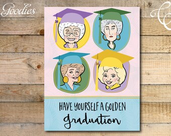 Tarjeta de graduación de Golden Girls - DIGITAL - Descarga instantánea - Novia, Amigo, Confidente, Sofía, Blanche, Dorothy, Rose, escuela secundaria, universidad