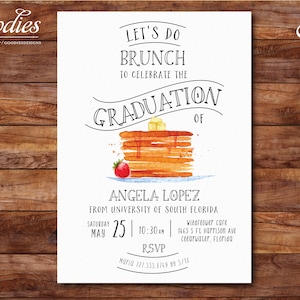 Graduation Brunch Party Invitation - Instant Download, Birthday Party Invitation, Pancakes, Brunch, Breakfast, College, High School