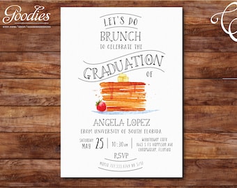 Graduation Brunch Party Invitation - Instant Download, Birthday Party Invitation, Pancakes, Brunch, Breakfast, College, High School