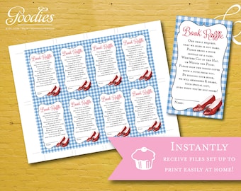 Trollkarlen från Oz-boken lotteribiljett - Babyshower, dusch, spel, Ruby Slippers, Trollkarlen från Oz, blöjor, direktnedladdning, mall, utskrift