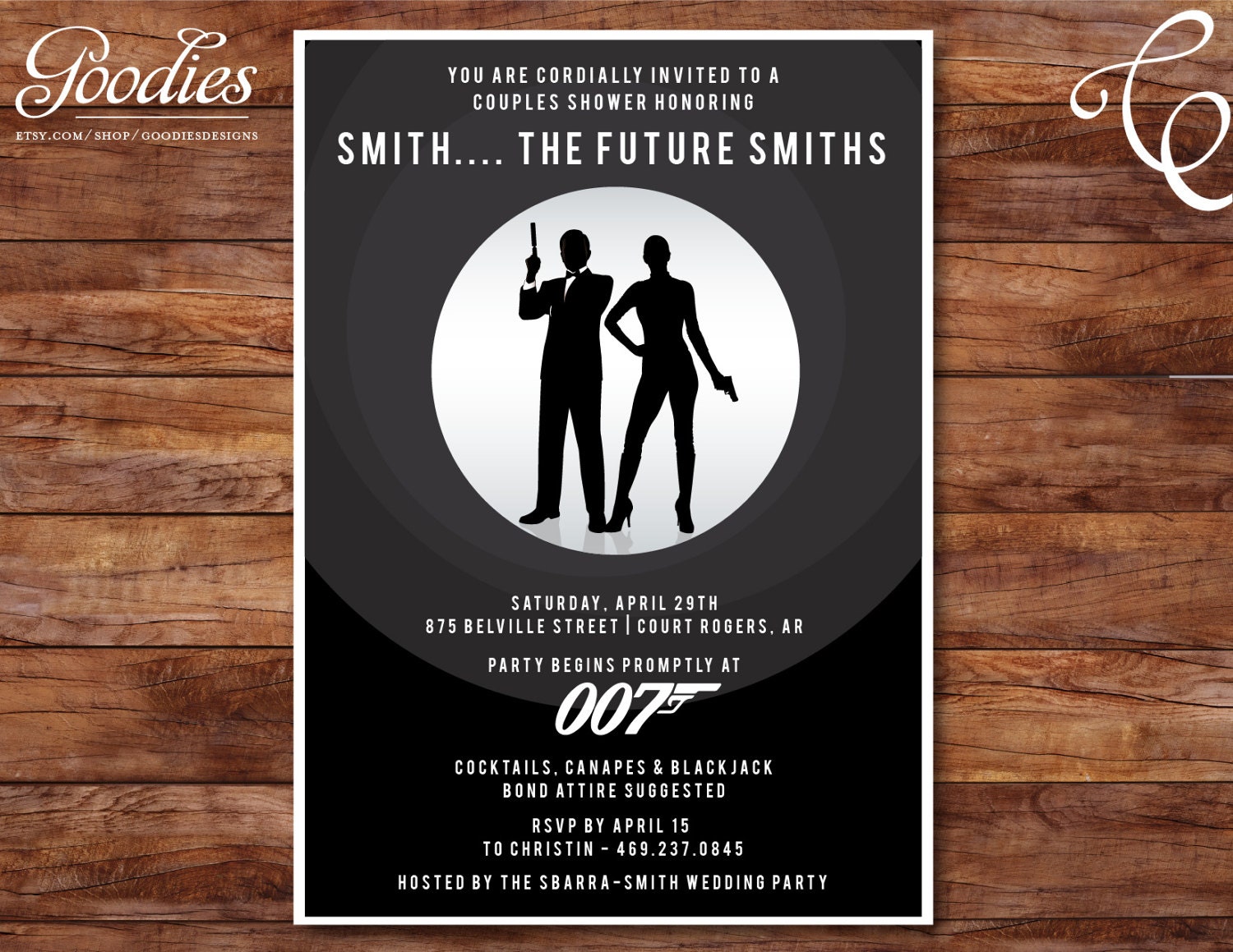 James Bond 007 Spy Couples Shower Invitation Birthday Etsy