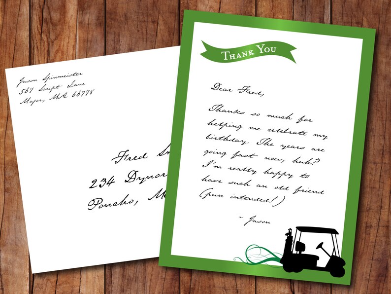 Golf Thank You Card Printable Etsy