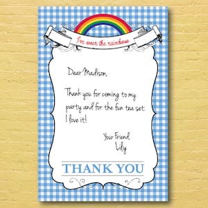 Mago de Oz Flat Gracias Tarjeta - Impreso - Sobre el Arco Iris, Fiesta de Cumpleaños, Ducha, baby shower, ducha nupcial, ducha de bodas, gracias