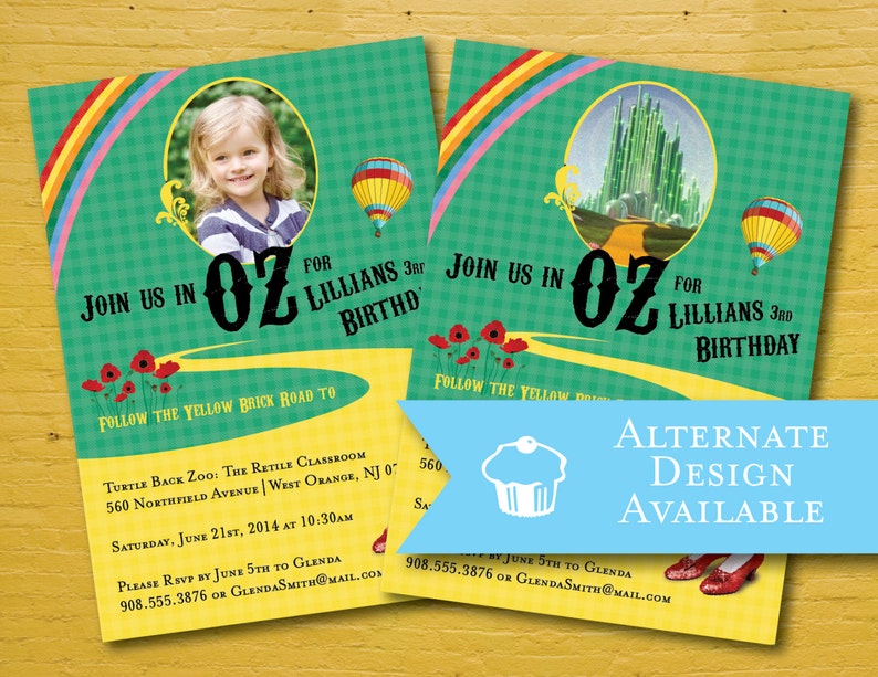 Emerald City Instant Download Birthday Party Wizard of Oz Invitation with Photo Baby Shower Ruby Slippers Bridal Shower Shower