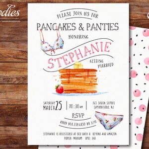 Pancakes and Panties Party Invitation - Wedding Shower, Bridal Shower, Invitation, Hen Party, Lingerie, Panty, Brunch, Bra, Breakfast