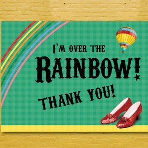 Wizard of Oz Thank You Card - Printable, Instant Download, Dorothy, yellow brick road, birthday party, shower, rainbow, over the rainbow
