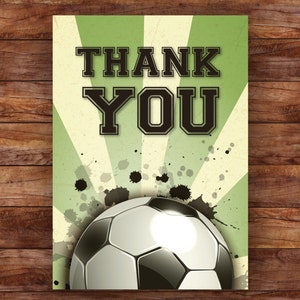 Tarjeta de agradecimiento con temática de fútbol imprimible