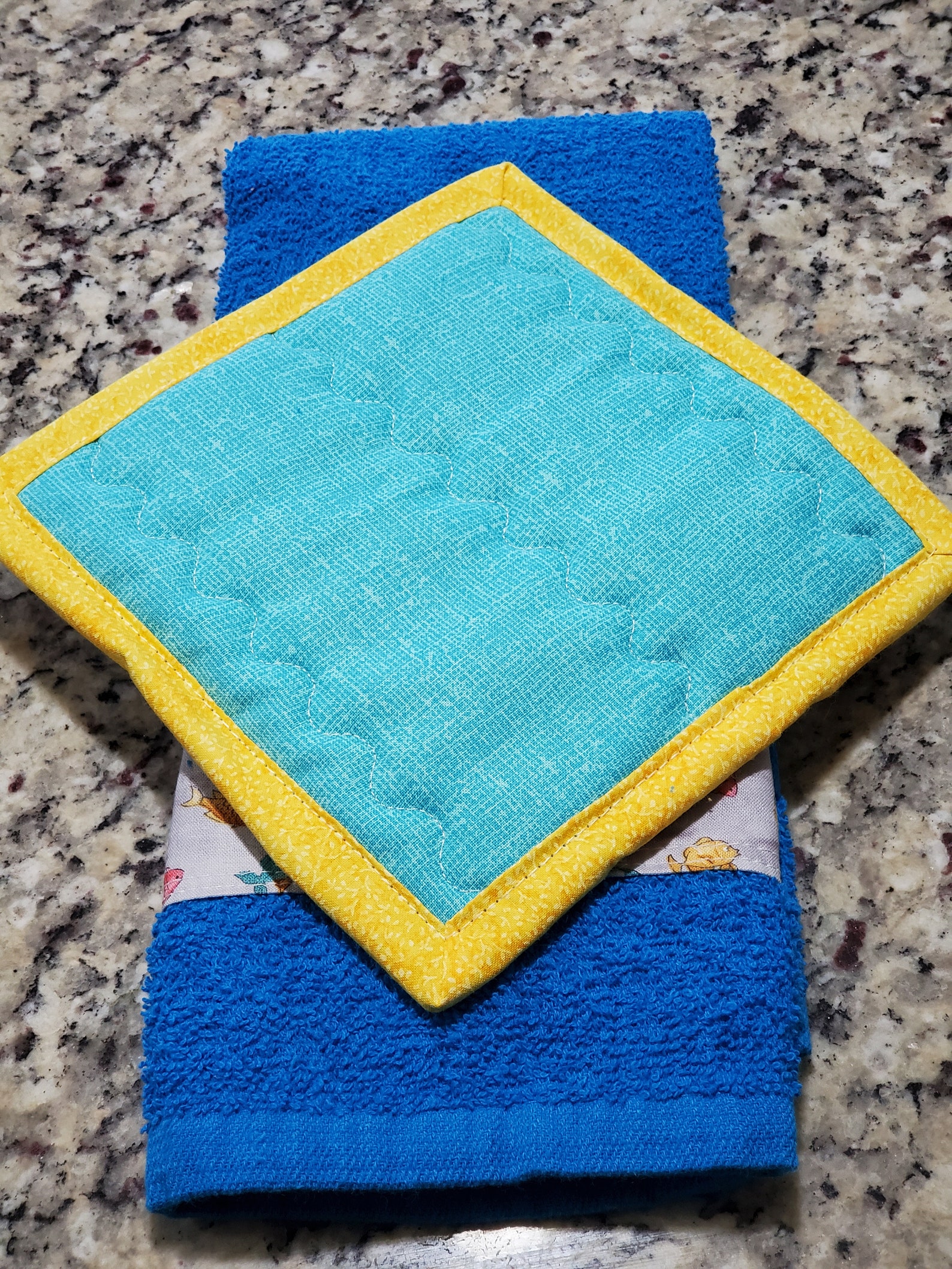 Kitchen Towel and Handmade Hot Pad Set Potholder and Towel Etsy