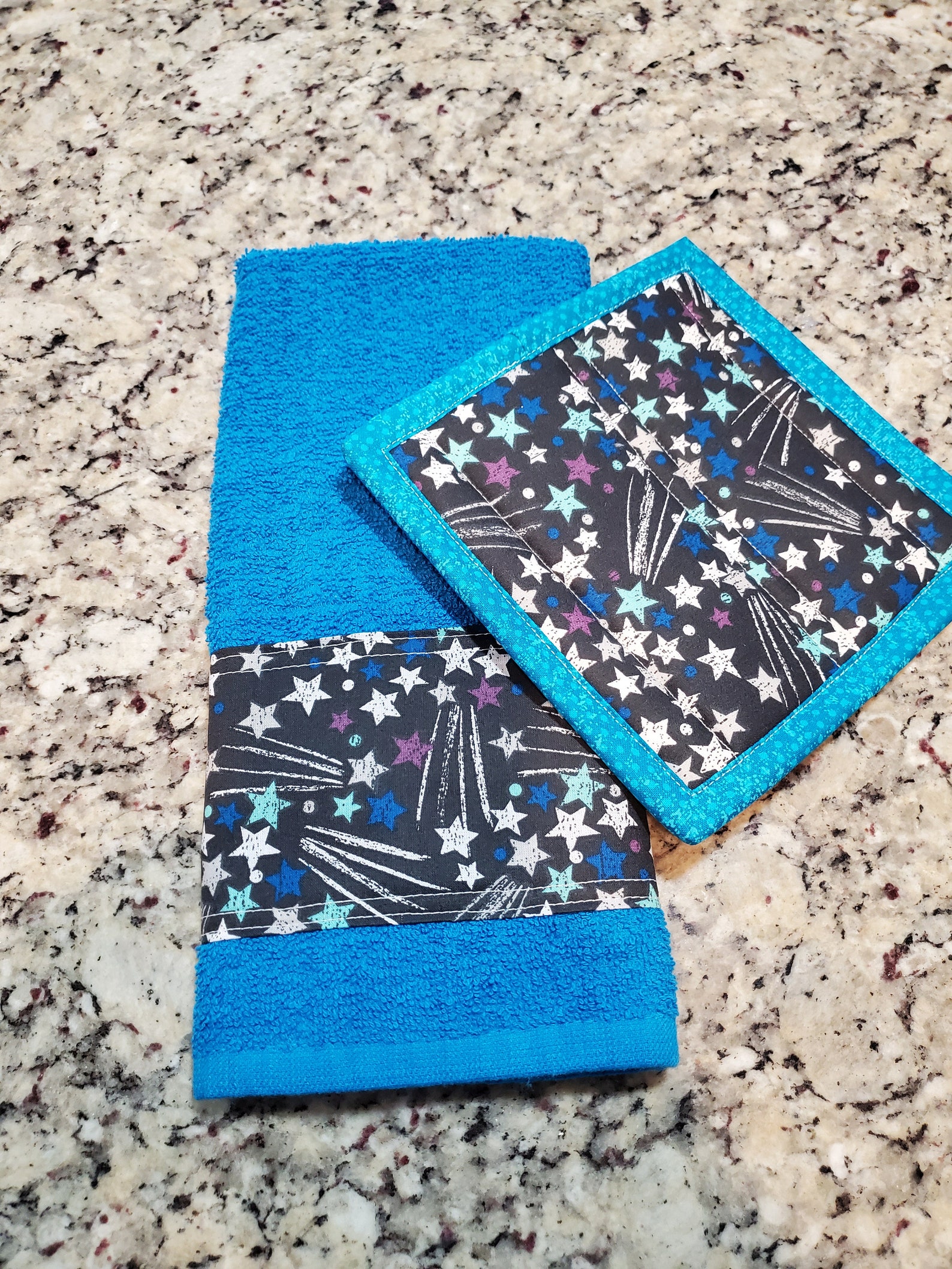 Kitchen Towel and Handmade Hot Pad Set Potholder and Towel Etsy UK