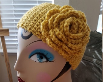 Crochet Red Headband With White Flower, Ear Warmer - Etsy display picture 1