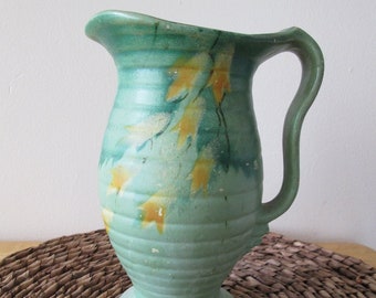 Vintage 1930s Handpainted Pitcher / Vase Arts and Crafts Pottery, Made by Ludlow, Canada
