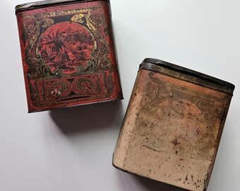 Antique 1920s Rustic Pantry Tins (2)