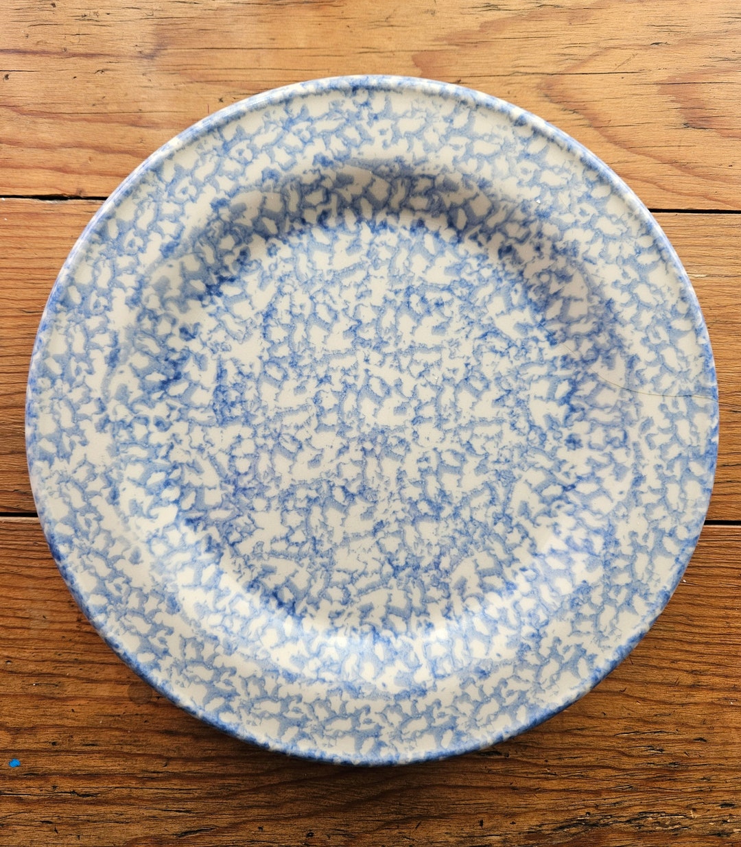 Roseville Blue Spongeware Dinner Plate by Gerald Henn Etsy