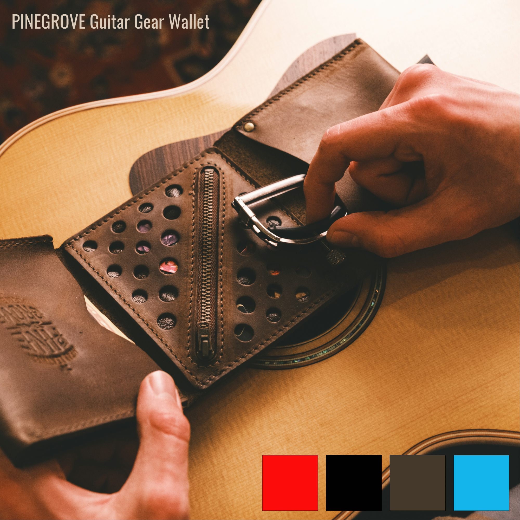 70+ Guitar Pick Holder Case - Hard EVA Storage Organizer For Picks, Capo, Strings & Accessories (Brown)
