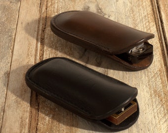 Leather Harmonica Pouch, leather blues harp case, mouth organ sleeve, harmonica holder, harp pocket, brown, black, gift for harmonica player
