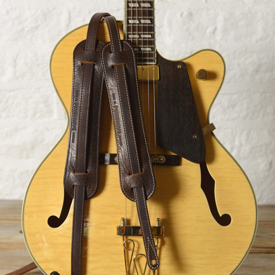 Padded Leather Guitar Strap GS24 Brown Vintage Style Etsy UK