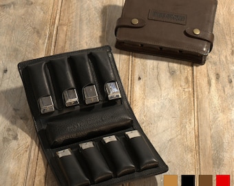 9-Pack Leather Harmonica Case, leather chromatic harmonica case, blues harp holder, high quality, mouth organ, personalized, name, nine