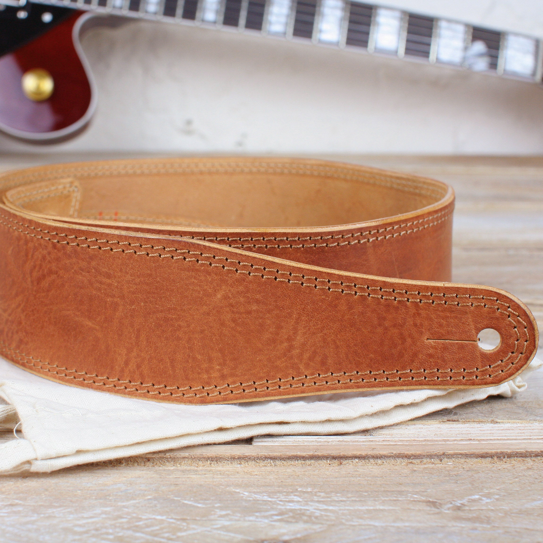 Thick Tough Quality Leather Guitar Strap GS41 Tan Wide - Etsy