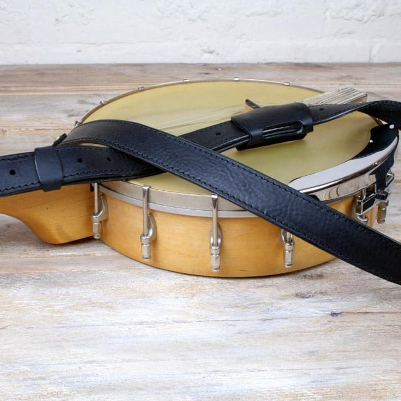 Leather Banjo Strap (loop style), hand-crafted, thick vegetable tanned leather, 3 attachment options, black, brown, tan, Pinegrove BLS52 image 8