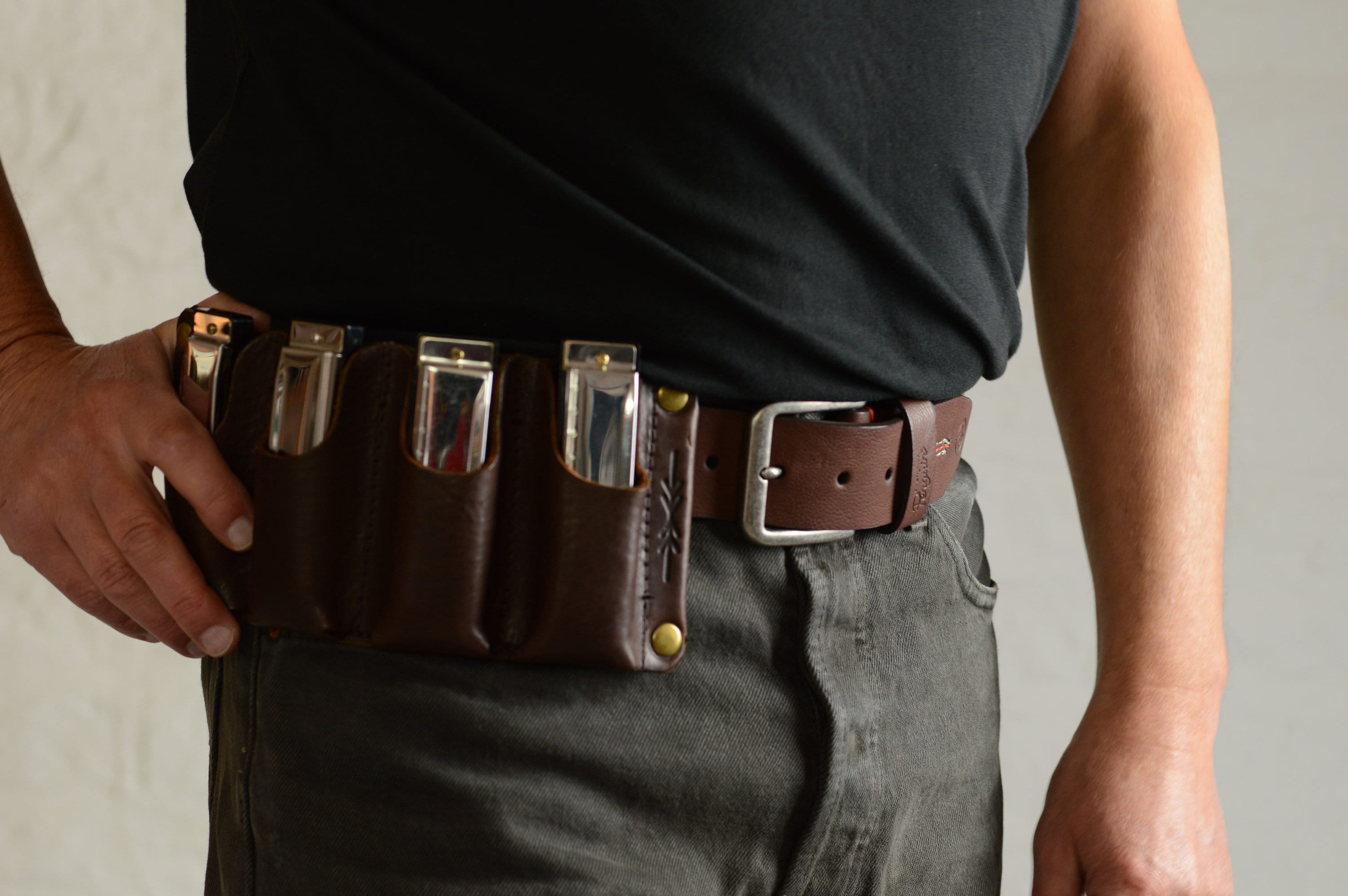 Leather harmonica holster harmonica belt pouch blues harp Etsy