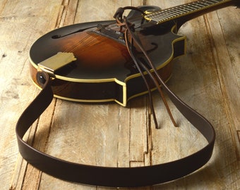 Brown Leather Mandolin Strap, MS50, Bluegrass Mandolin Strap, full grain leather, gift for mandolin player.