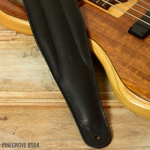 4 inch wide Black Guitar Strap or Bass Strap, BS64, double padded, very comfortable, thick padding, for heavy