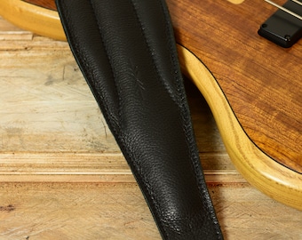 4 inch wide Black Guitar Strap or Bass Strap, BS64, double padded, very comfortable, thick padding, for heavy