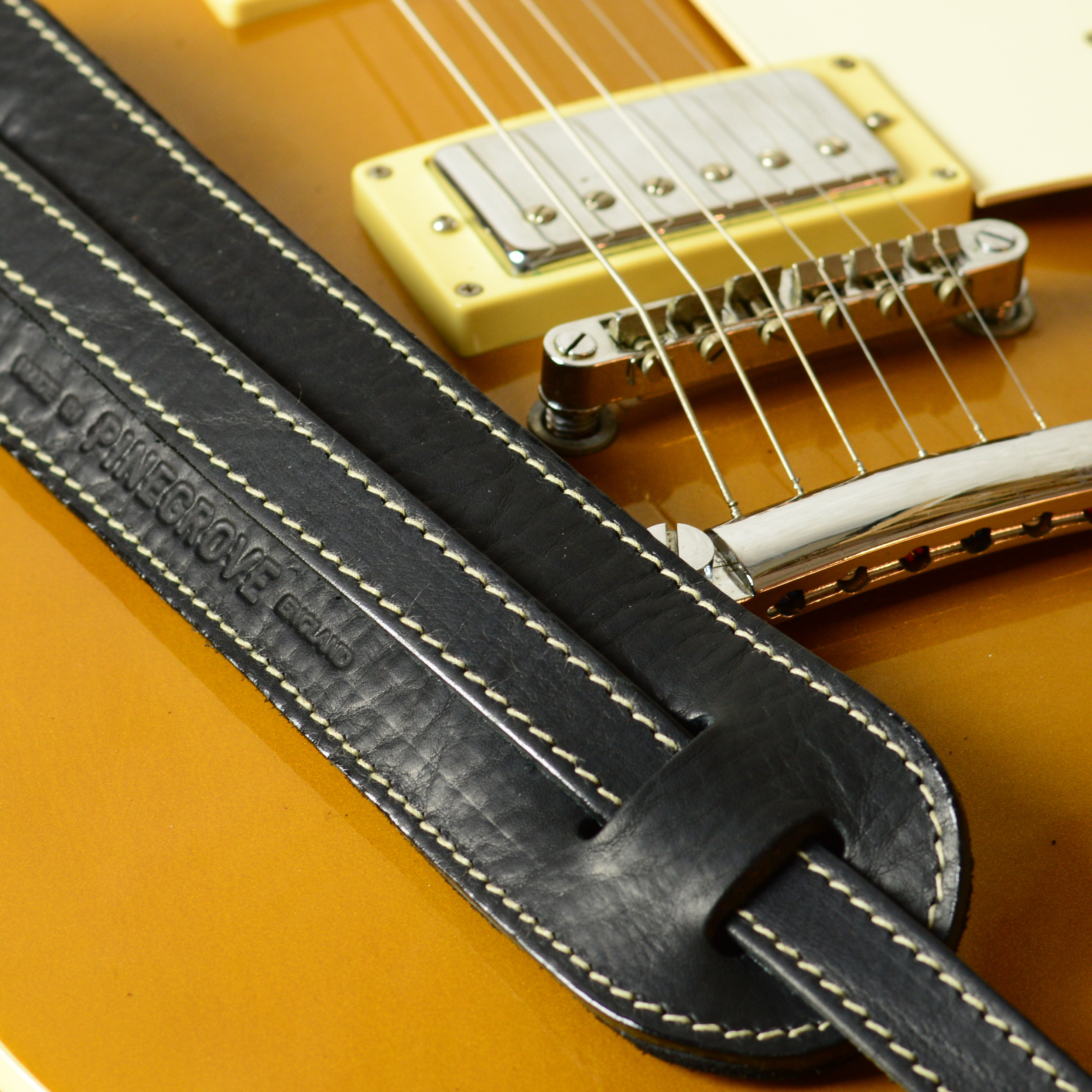 Padded Leather Guitar Strap, GS24 Black, Thick Strong