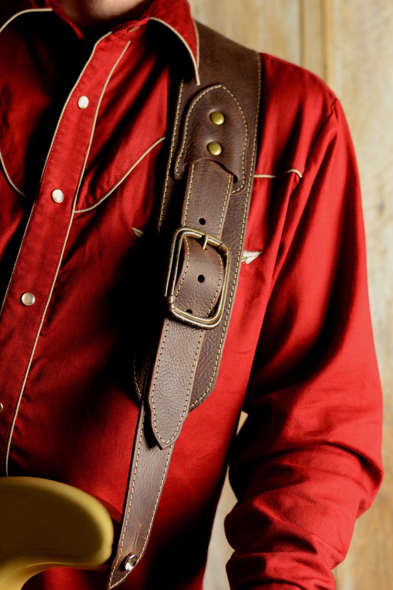 Luxury Leather Guitar Strap With Buckle BS79 3 Inch Width Etsy