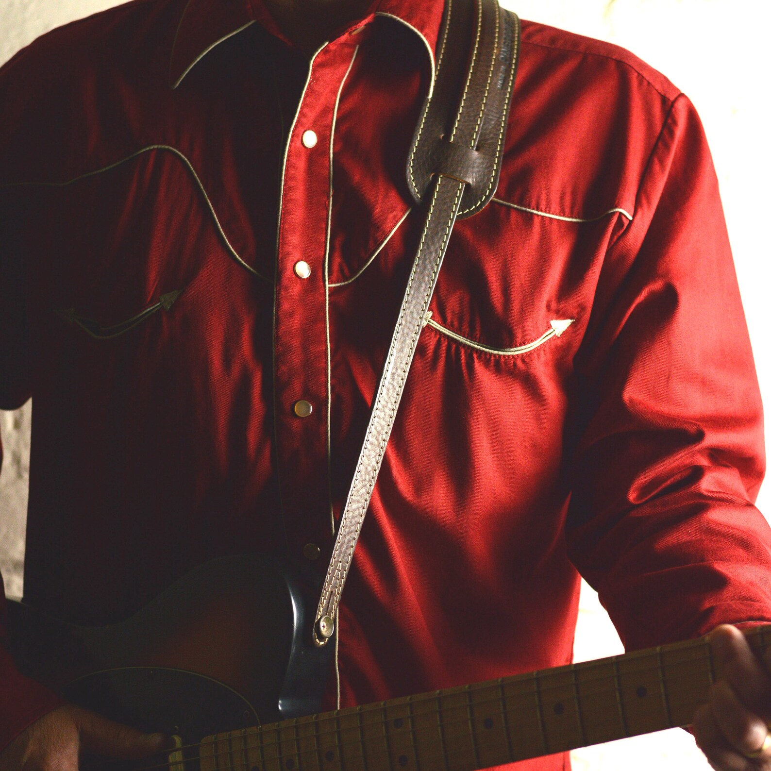 Padded Leather Guitar Strap GS24 Brown Vintage Style Etsy UK