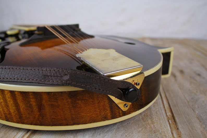 Dark Brown Leather Mandolin Strap Custom Made Bluegrass Etsy