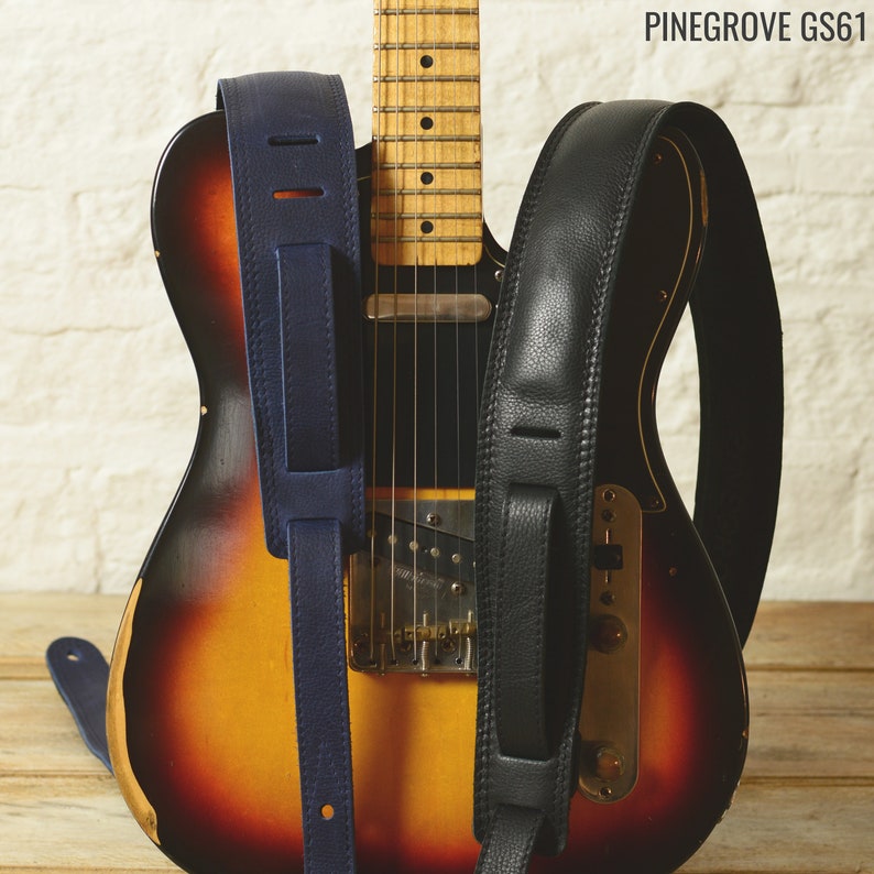 GS61 Noire Sangle de guitare, Ceinture de guitare en cuir, Sangle en cuir, Bracelet en cuir pour guitare image 8