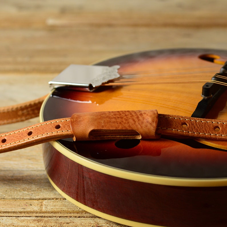 Tan Leather Mandolin Strap 3/4 wide adjustable Etsy