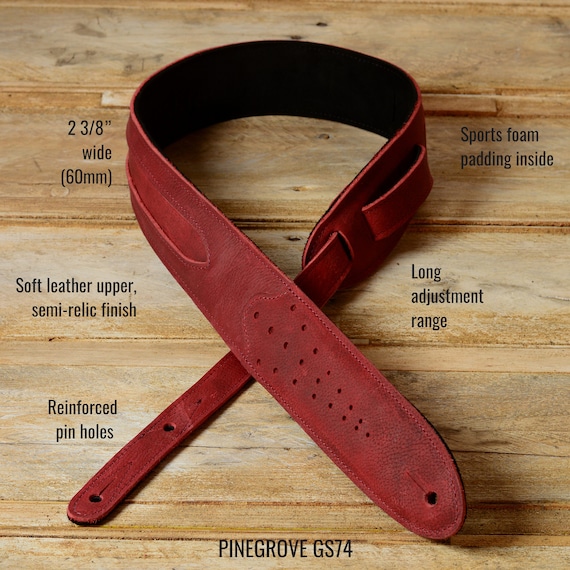 Buy Premium Cherry Red Leather Guitar Strap, GS74 Style, Full Grain High  Quality Leather, Gift for Guitar, Hand-crafted Online in India 
