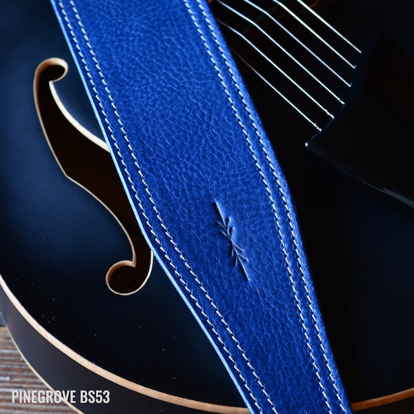 BS53 cuir guitare sangle, bleu