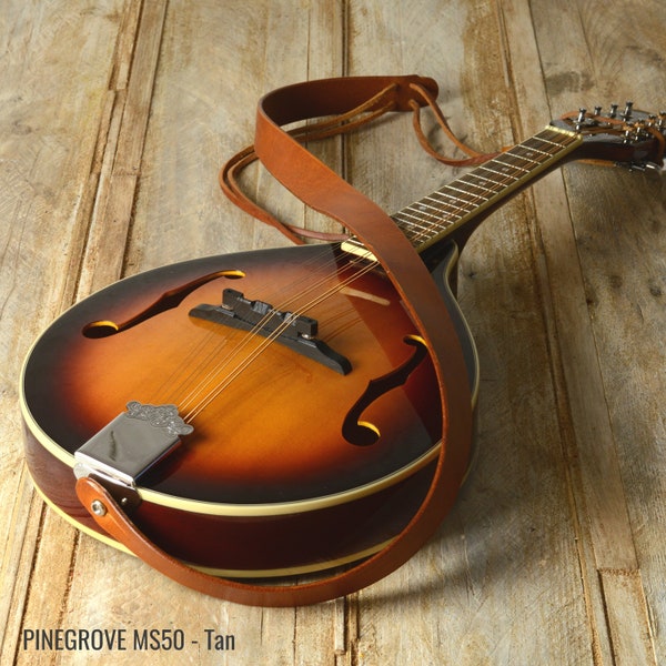 Tan Leather Mandolin Strap, MS50, Bluegrass Mandolin Strap, full grain leather, gift for mandolin player.