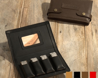 4-Pack Leather Harmonica Case, leather blues harp holder, four mouth organ case, harmonica pouch, personalized, name, carrier