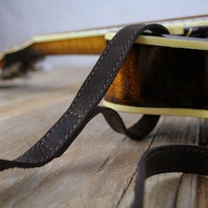 Custom Made Leather Mandolin Strap, made for any type, F style or A style, lightweight quality leather, for bluegrass or folk music, MS37