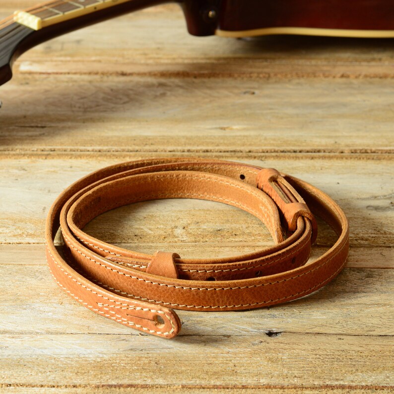 Tan Leather Mandolin Strap 3/4 Wide Adjustable Length Etsy