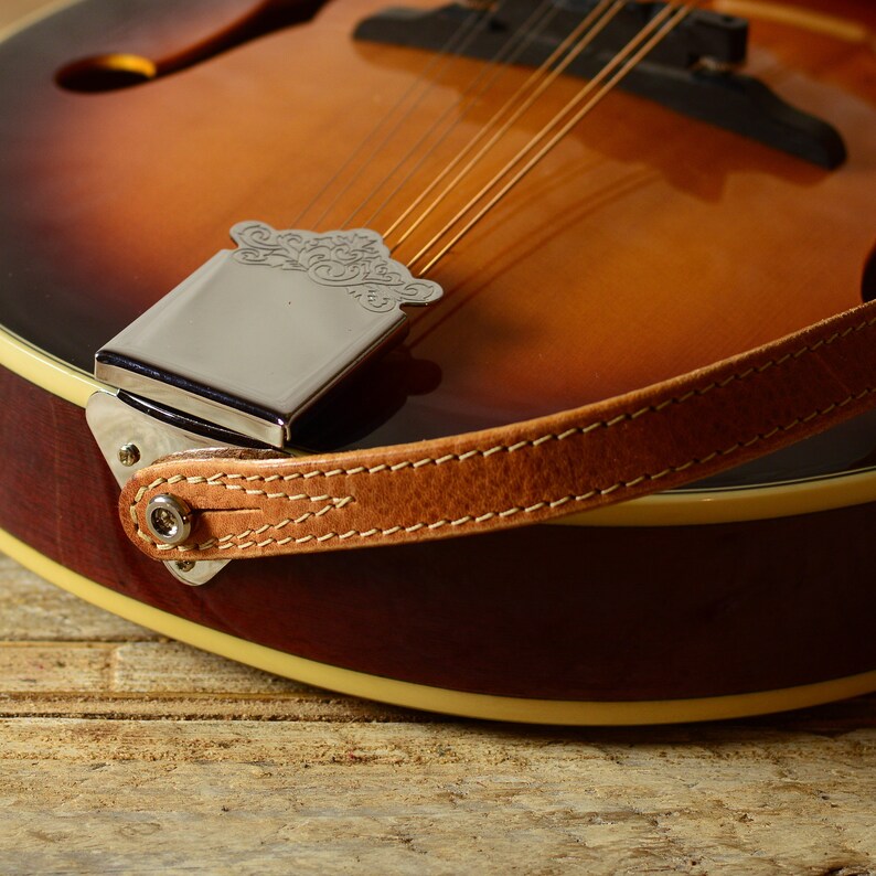 Tan Leather Mandolin Strap 3/4 Wide Adjustable Length Etsy