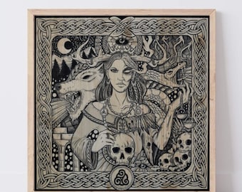 Viking Hel, digital print, norse fantasy, Forest Witch, witchy wall, pagan decor, witch painting, wiccan art, INSTANT DOWNLOAD, home decor