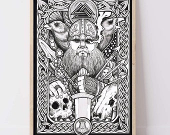 Odin digital print fantasy art  Printable Viking Wall Art INSTANT DOWNLOAD