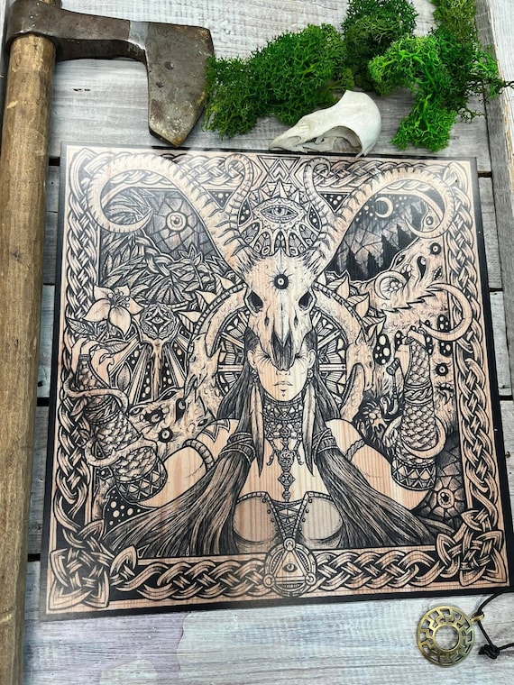 Large Viking Goddess Art Print, Mythical Creature Wall Art, Pagan Asatru Home Decor, Norse Mythology Gifts, Oddity Forest Witchcraft Decor