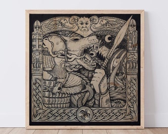 Viking warrior print, Odin, Norse decor, viking decor, home decor, fantasy  art  print  Viking Wall Art