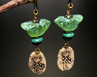 Dancing women earrings #2, Bird earrings, Bird jewelry , Boho style, Southwest, Jewelry ,  dangles earrings