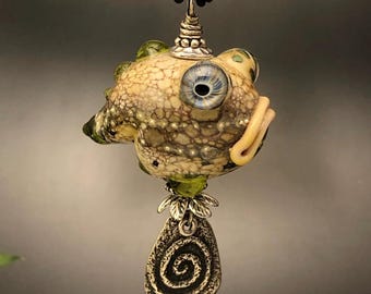 WFI-69..Glass Grouper Fish Pendant / torchwork glass fish / glass grouper fish / glass pendant / grouper fish jewelry