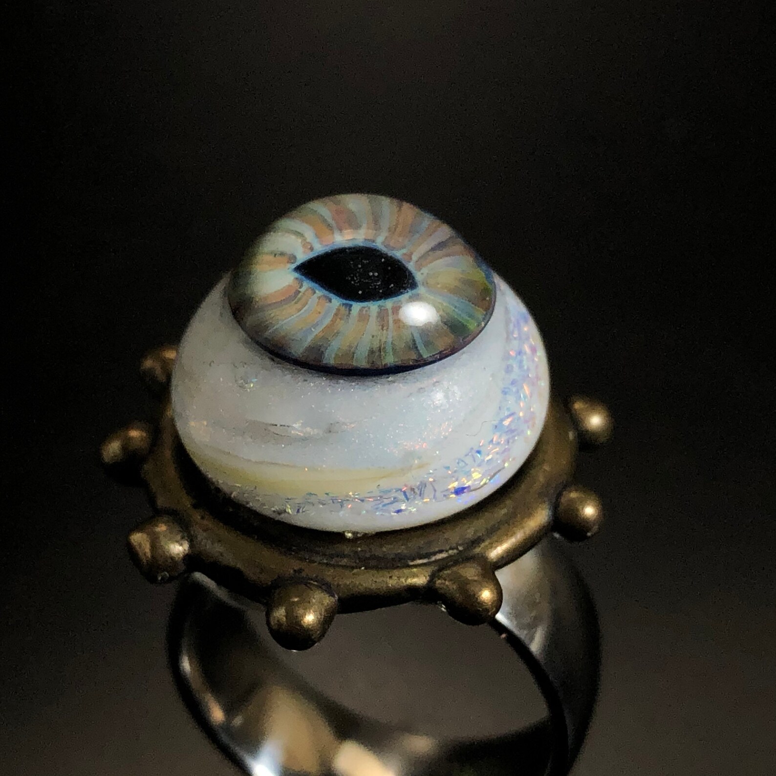 Hazel Eye Ring Eyeball Ring Glass Eye Jewelryglass Eye Etsy