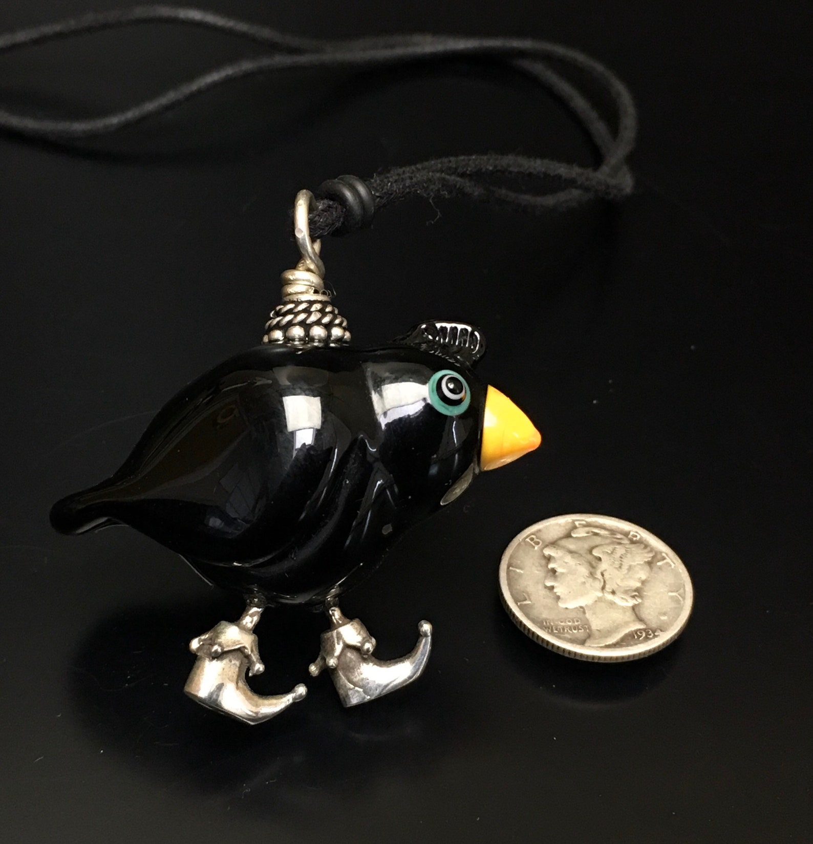 Black Crow Pendent,crow Jewelry,black Bird Jewelry, Bird Necklace,bird