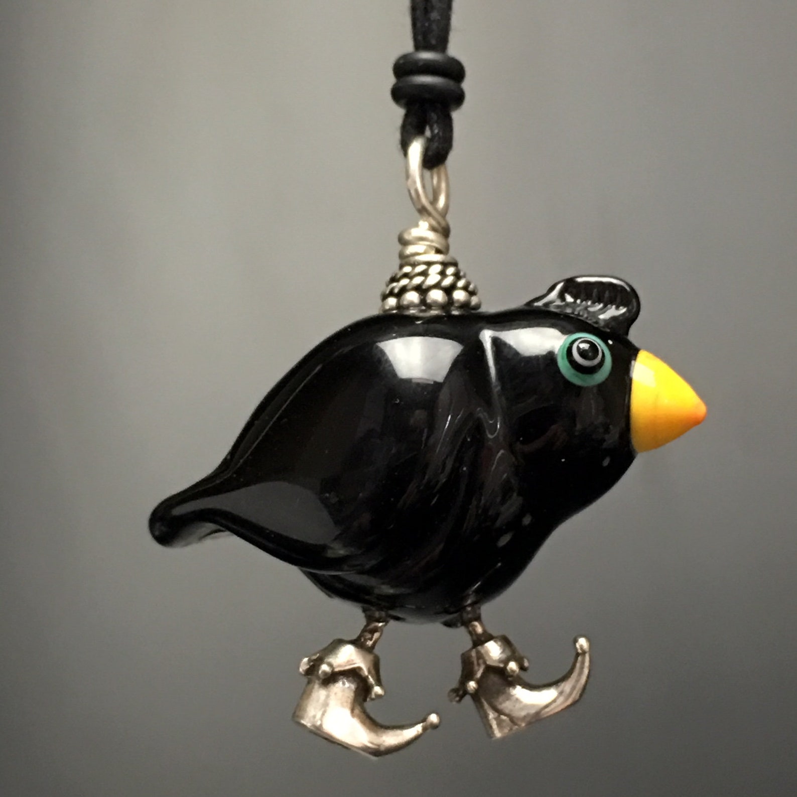 Black Crow Pendent,crow Jewelry,black Bird Jewelry, Bird Necklace,bird