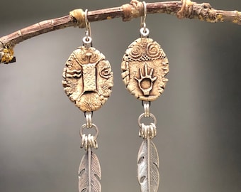 Southwest earrings, Glass and porcelain earrings, Petro woman design jewelry, southwestern jewelry